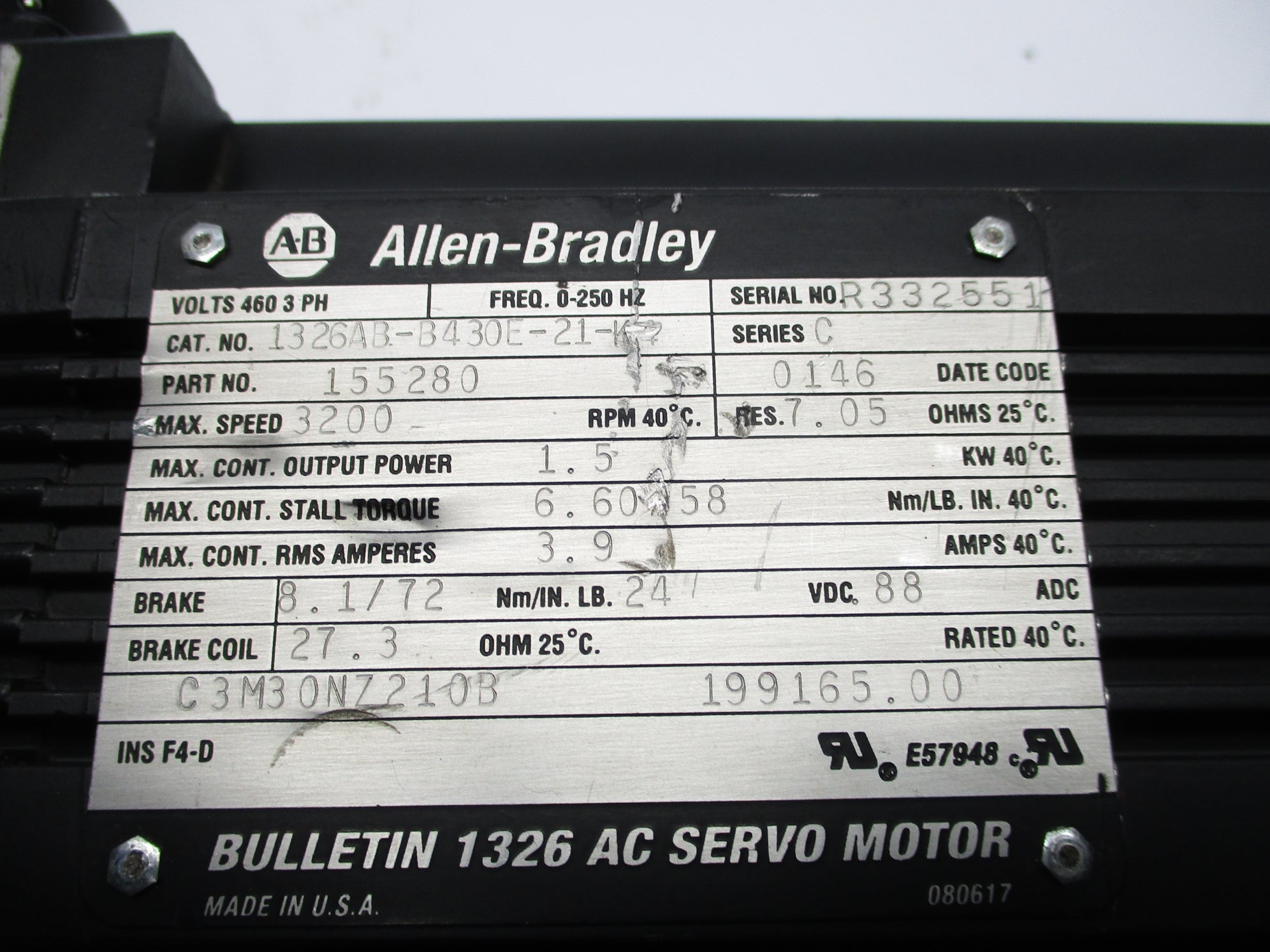 ALLEN BRADLEY 1326AB-B430E-21-K4 SER. C NSNP