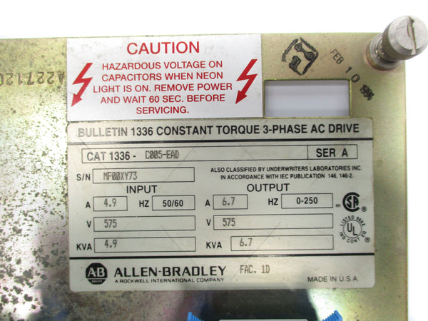 ALLEN BRADLEY 1336-C005-EAD SER. A (AS PICTURED) UNMP