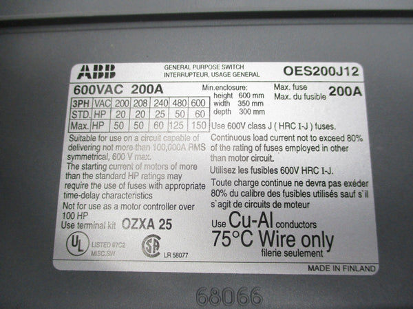ABB OES200J12 200A NSMP