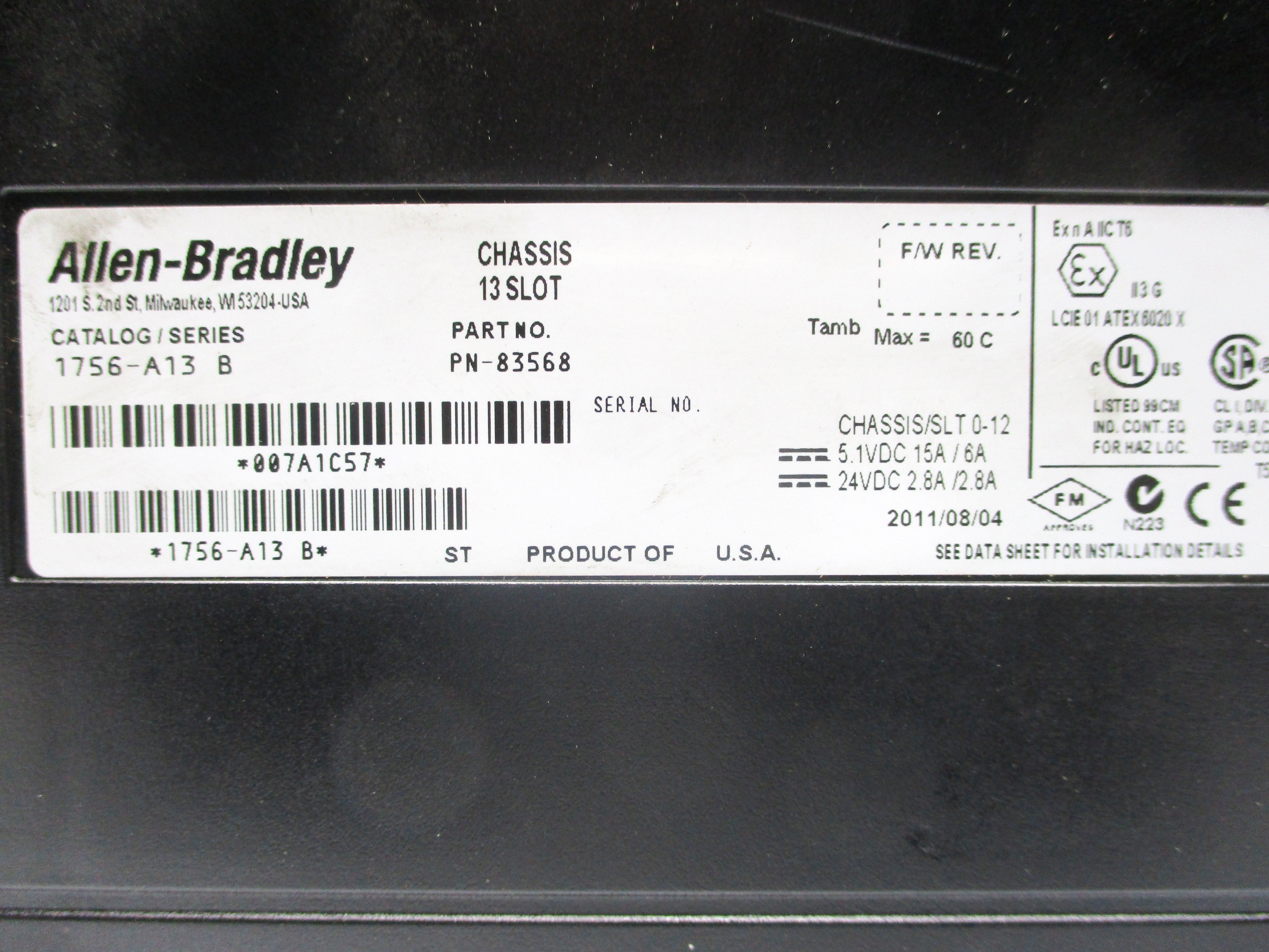 ALLEN BRADLEY 1756-A13 SER. B (AS PICTURED) UNMP
