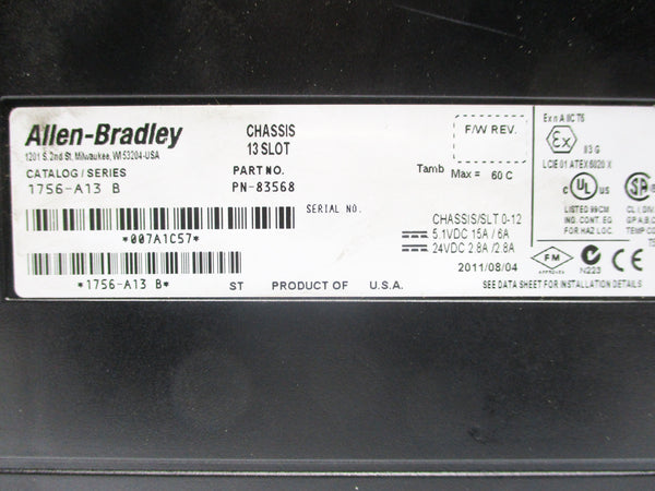 ALLEN BRADLEY 1756-A13 SER. B (AS PICTURED) UNMP