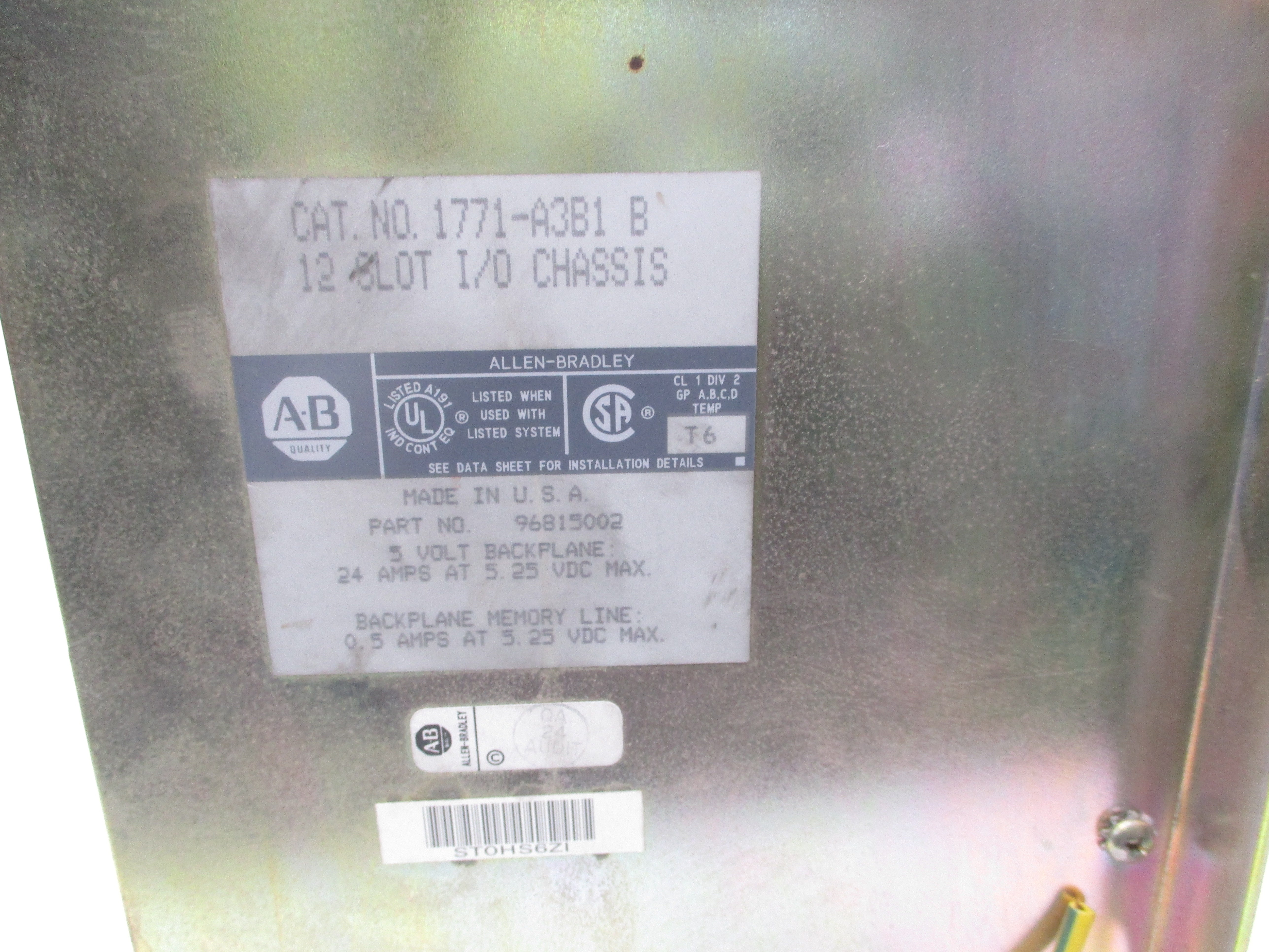 ALLEN BRADLEY 1771-A3B1 SER. B 5.25VDC 24A UNMP