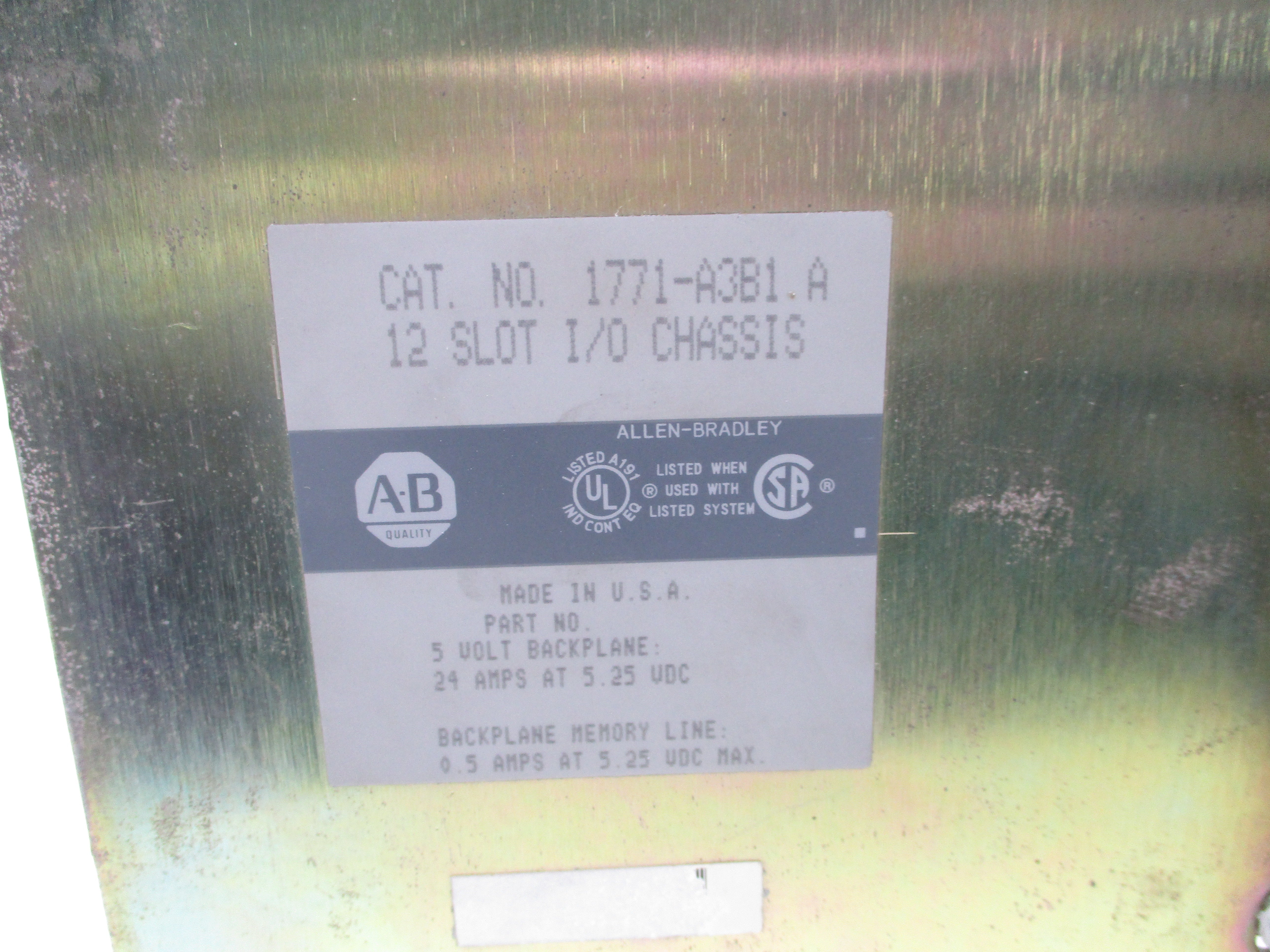 ALLEN BRADLEY 1771-A3B1 SER. A 5.25VDC 24A UNMP