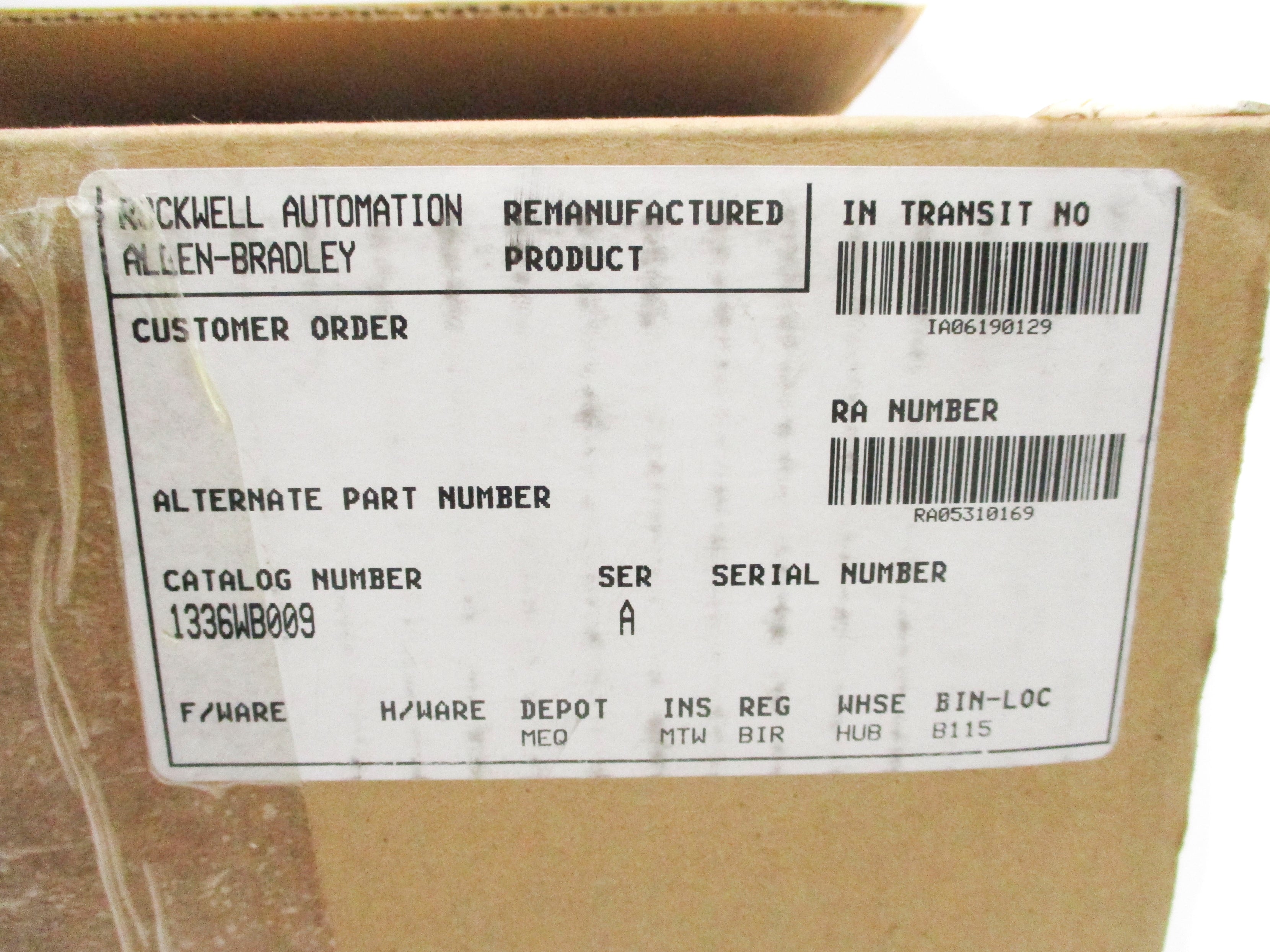 ALLEN BRADLEY 1336-WB009 SER. A REMAN