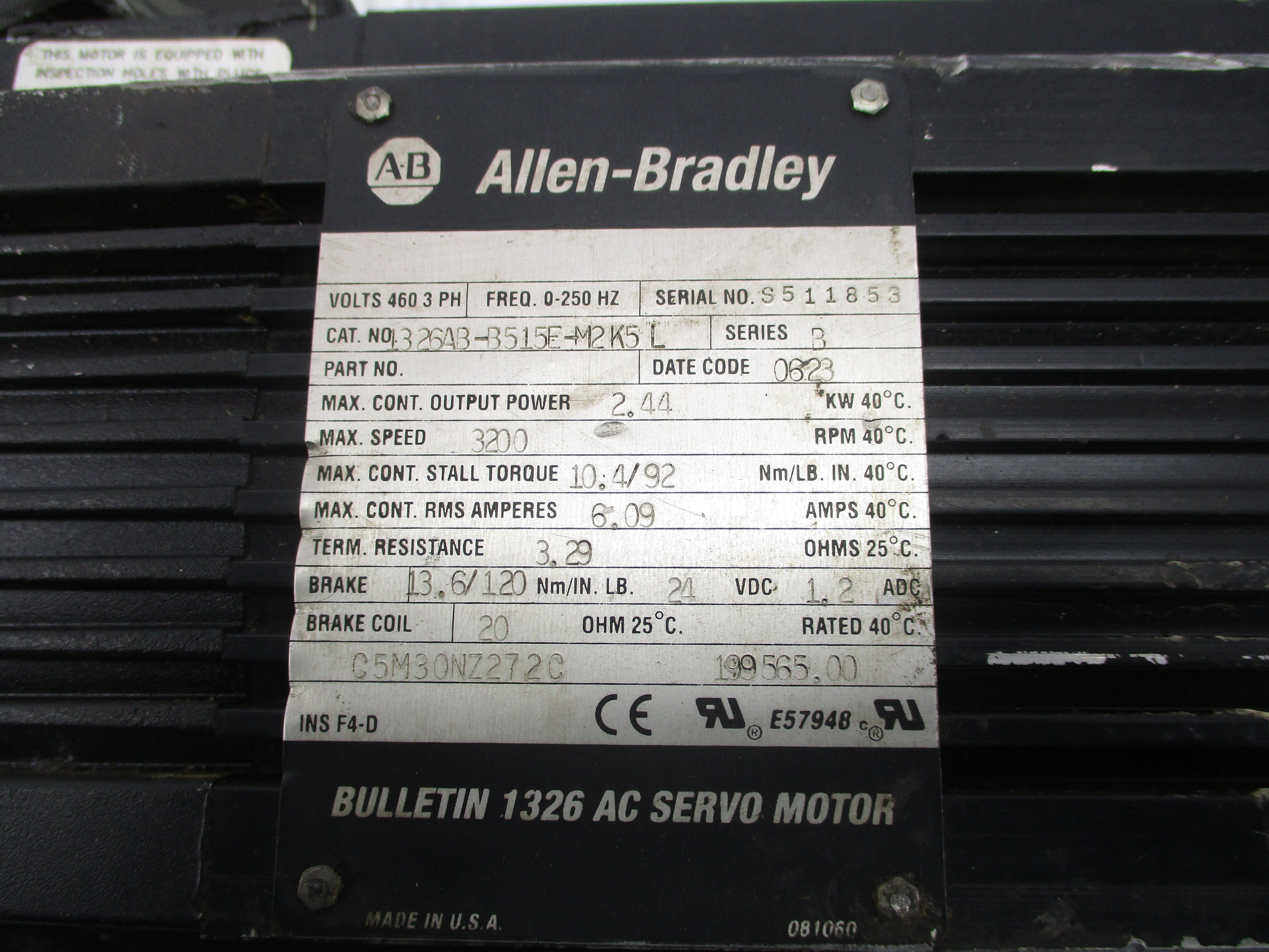ALLEN BRADLEY 1326AB-B515E-M2K5L SER. B (AS PICTURED) UNMP