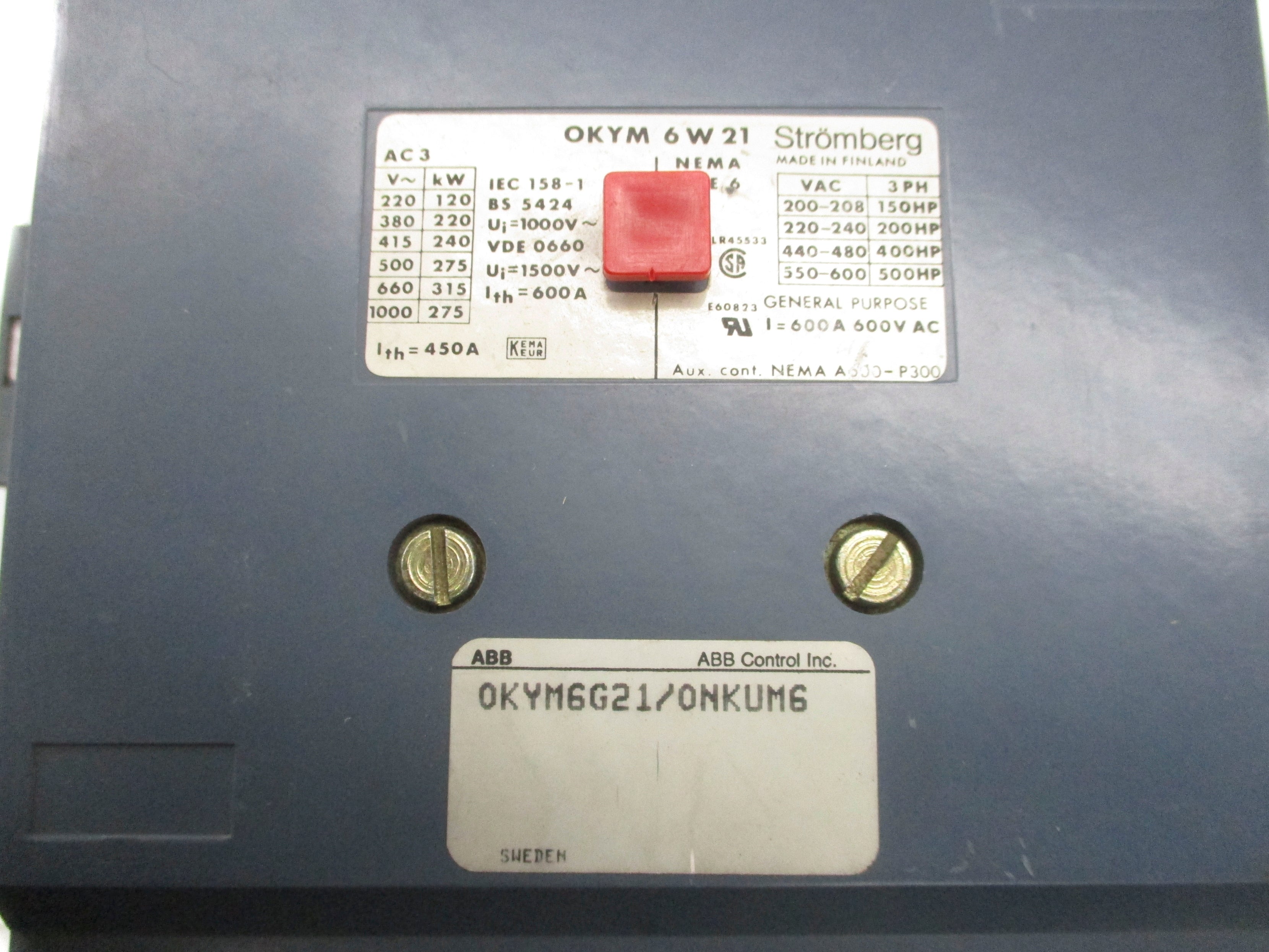 ABB 0KYM6G21/0NKUM6 120VAC NSNP