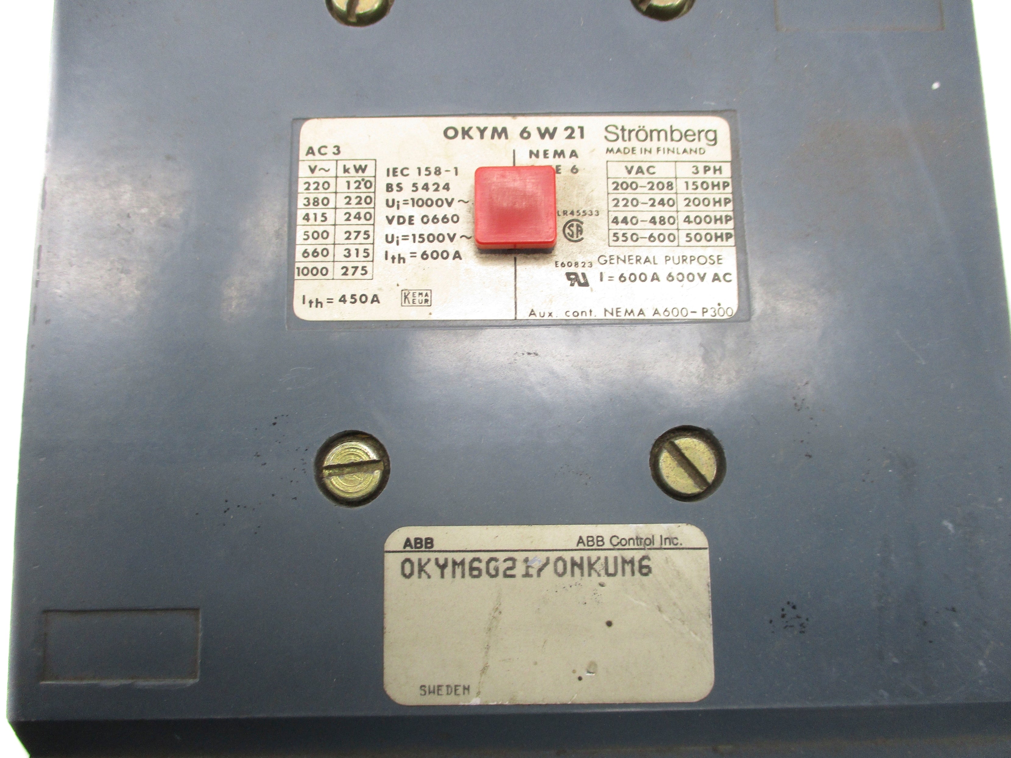 ABB 0KYM6G21/0NKUM6 120VAC UNMP