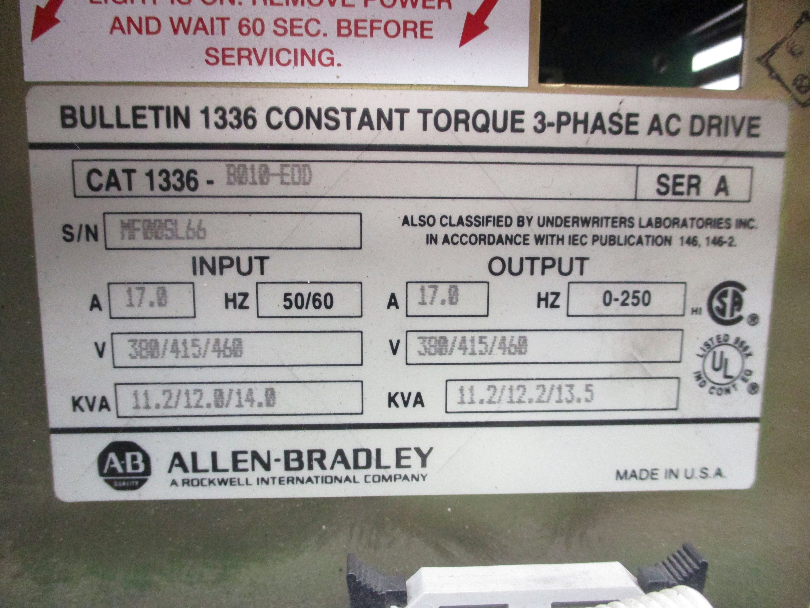 ALLEN BRADLEY 1336-B010-EOD SER. A (AS PICTURED) UNMP