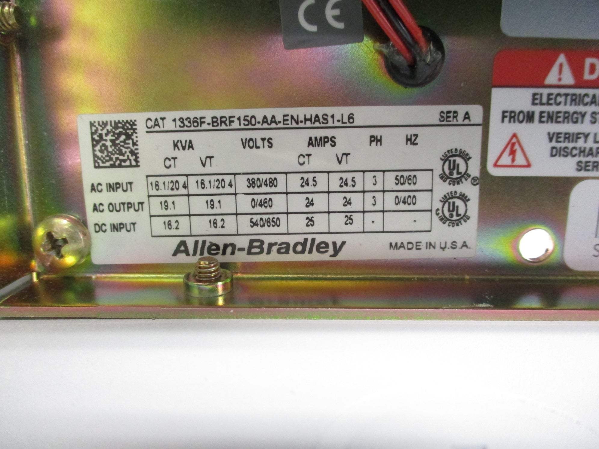 ALLEN BRADLEY 1336F-BRF150-AA-EN-HAS1-L6 SER. A NSMP