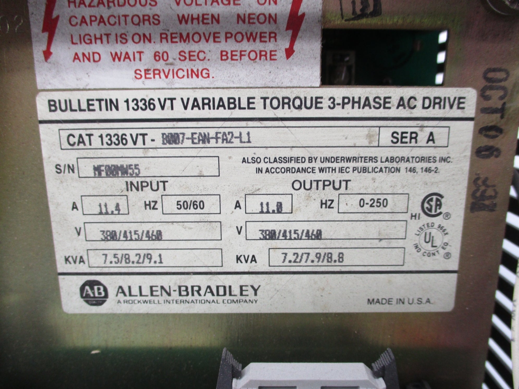 ALLEN BRADLEY 1336VT-B007-EAN-FA2-L1 SER. A UNMP