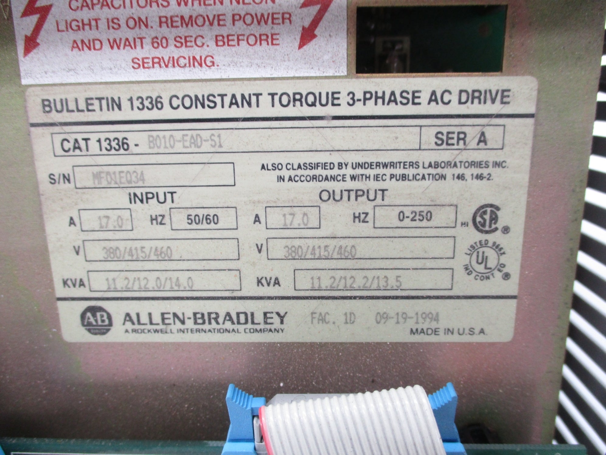 ALLEN BRADLEY 1336-B010-EAD-S1 SER. A UNMP