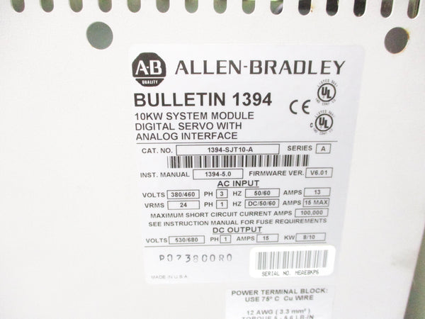 ALLEN BRADLEY 1394-SJT10-A SER. A F/W V6.01 UNMP