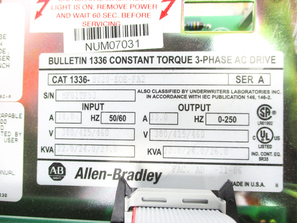 ALLEN BRADLEY 1336-B020-EOE-FA2 SER. A NSNP