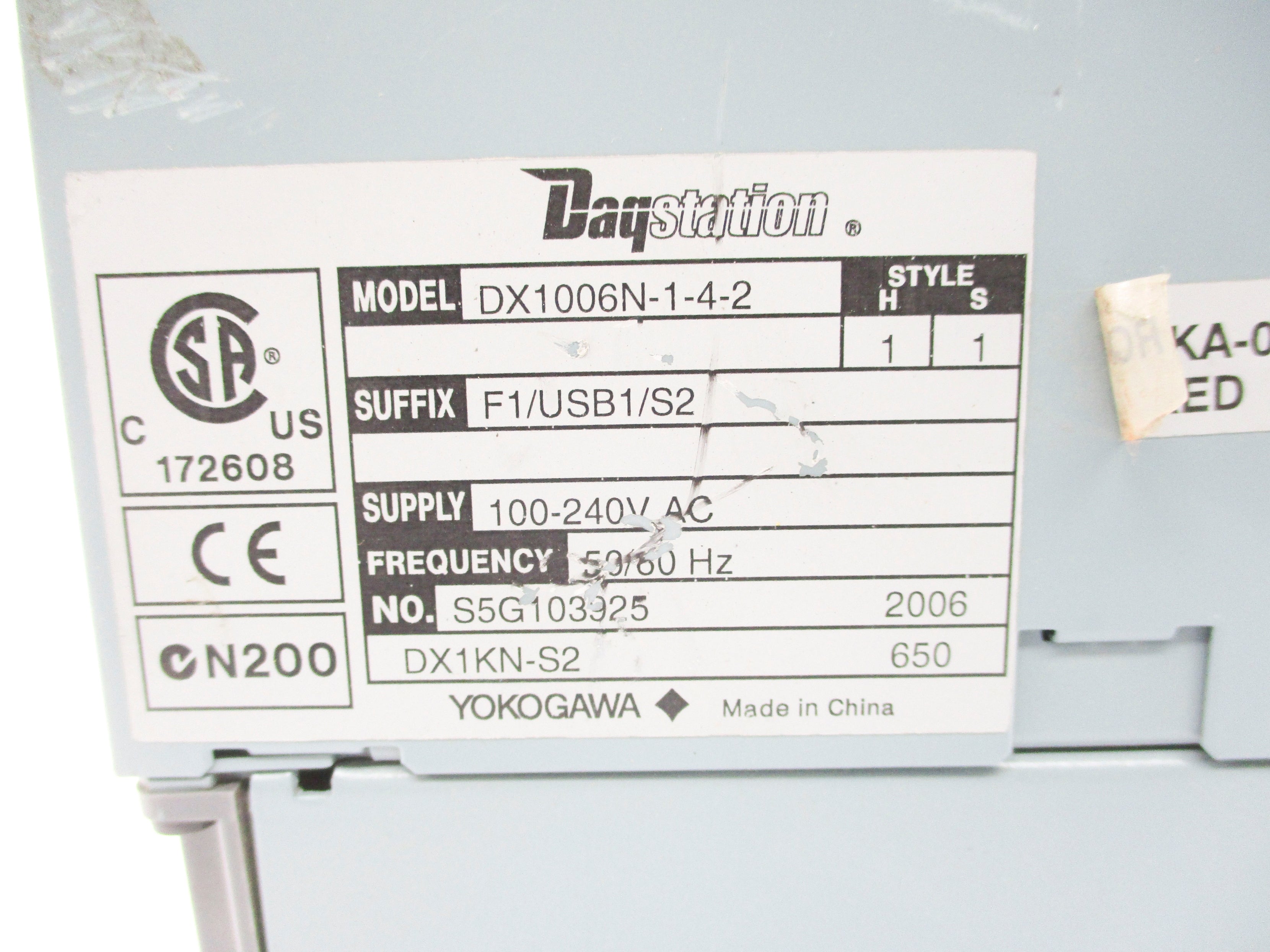 YOKOGAWA DX1006N-1-4-2F1/USB1/S2 NSNP