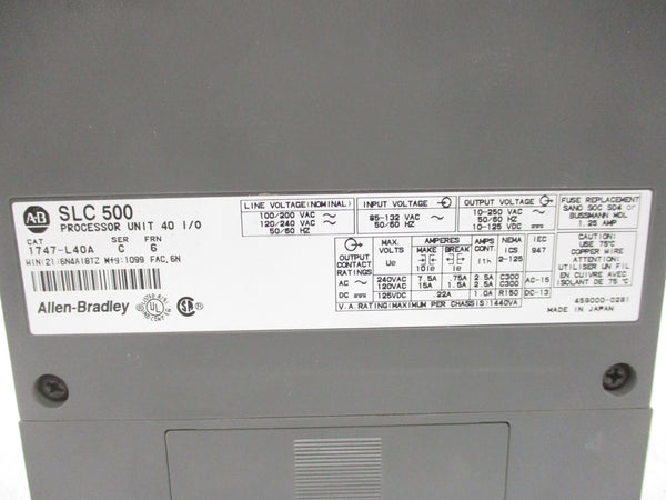 ALLEN BRADLEY 1747-L40A SER. C F/W 6 (AS PICTURED) UNMP