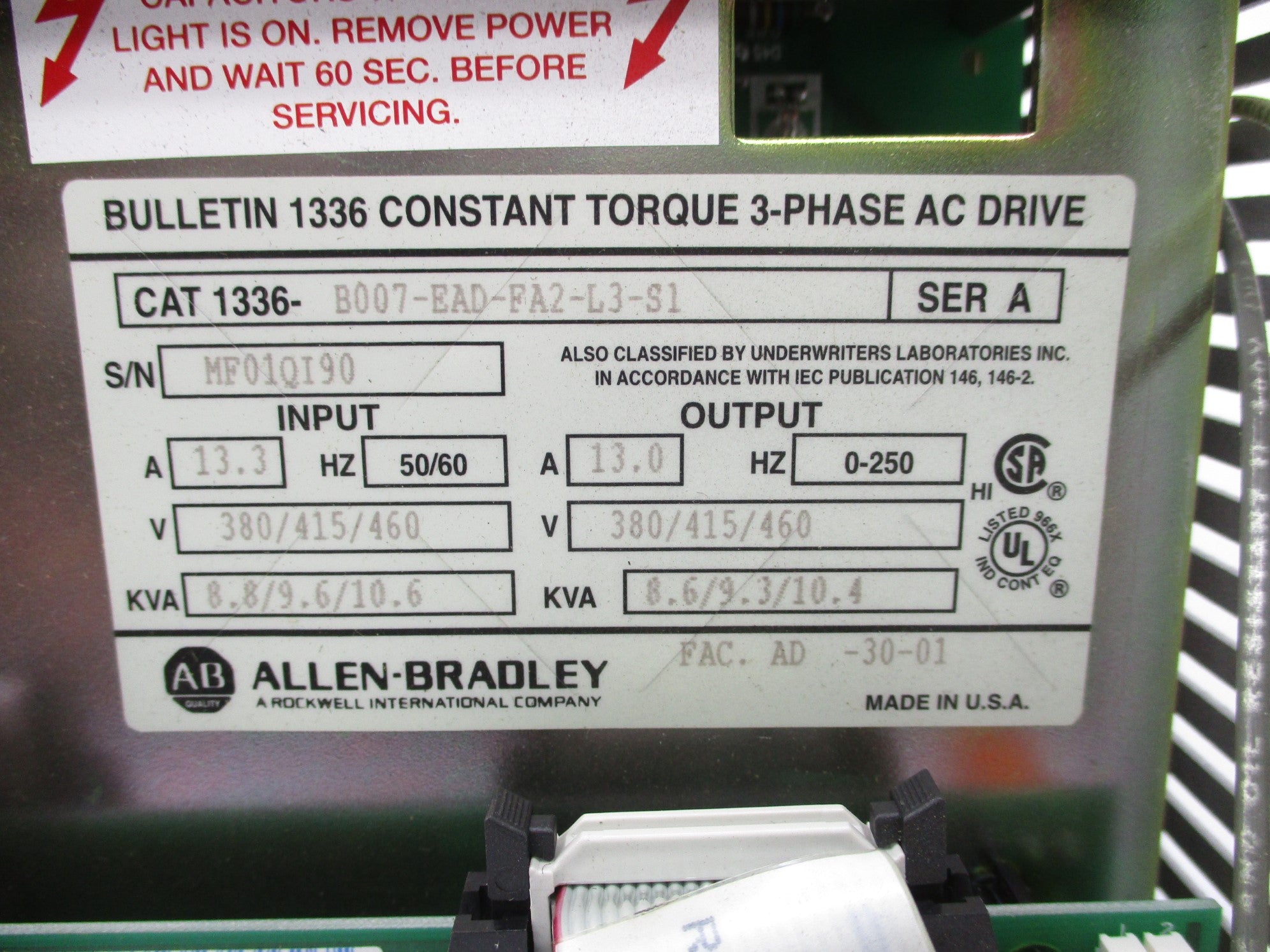 ALLEN BRADLEY 1336-B007-EAD-FA2-L3-S1 SER. A NSNP