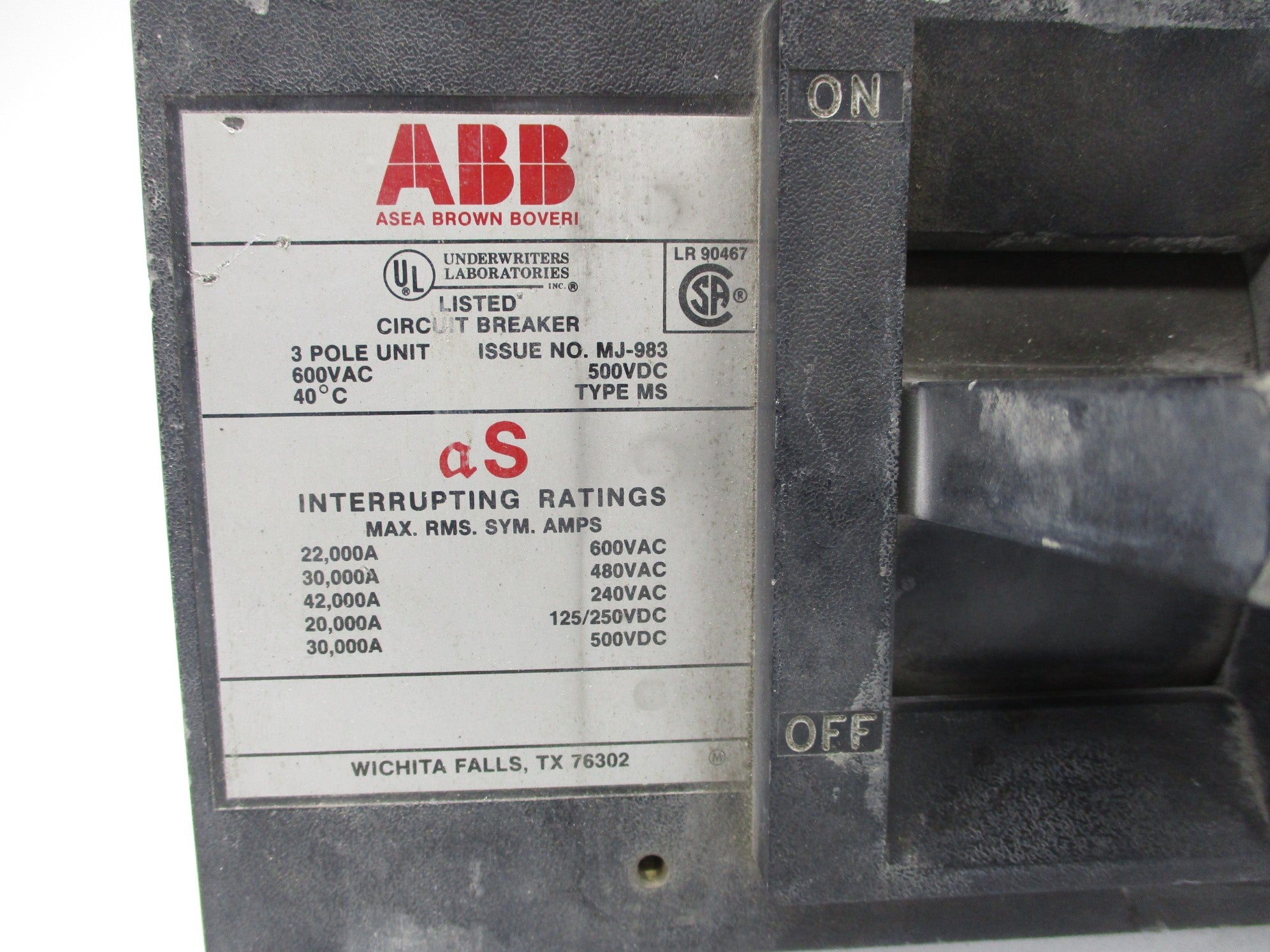 ABB CU7AL 800A 660VAC UNMP