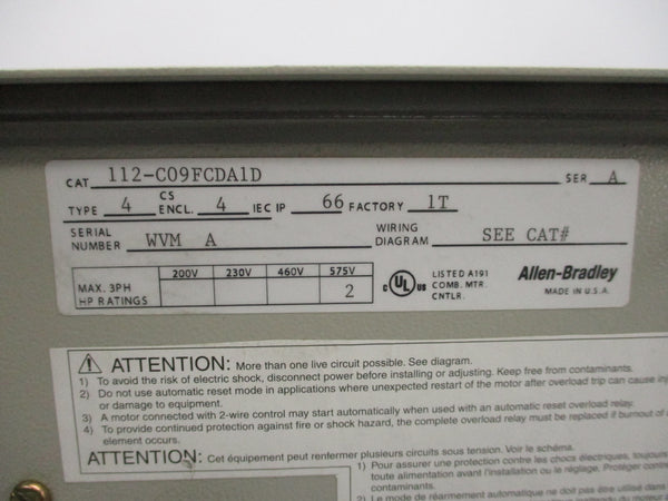 ALLEN BRADLEY 112-C09FCDA1D SER. A UNMP