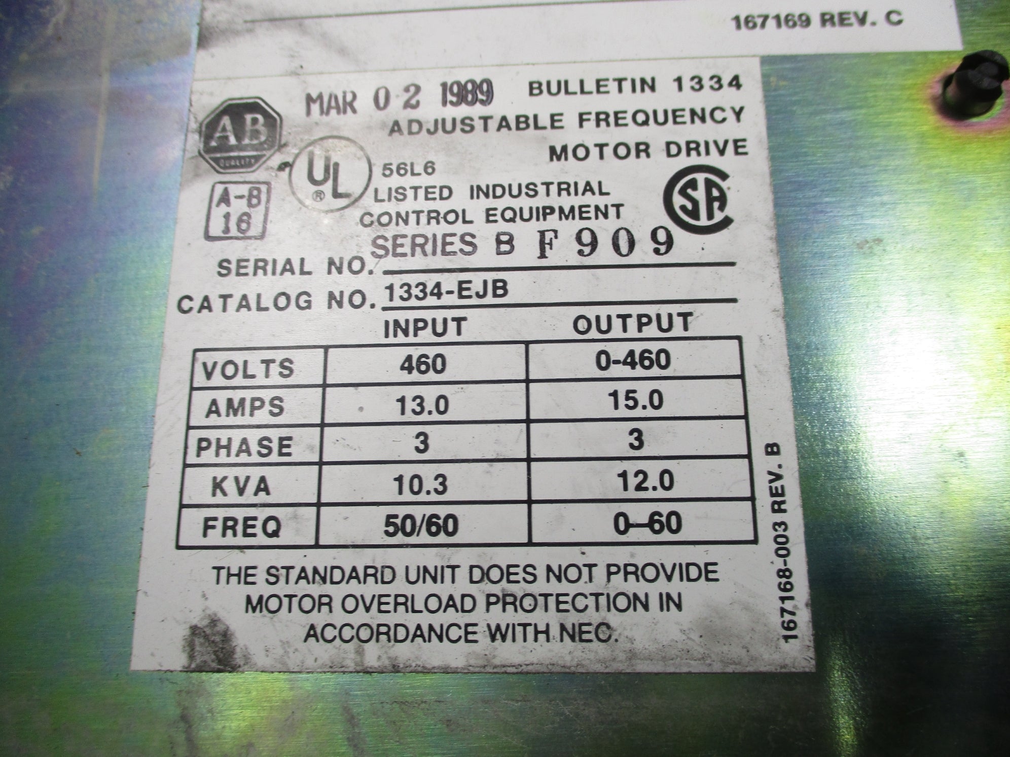 ALLEN BRADLEY 1334-EJB SER. B (AS PICTURED1) UNMP