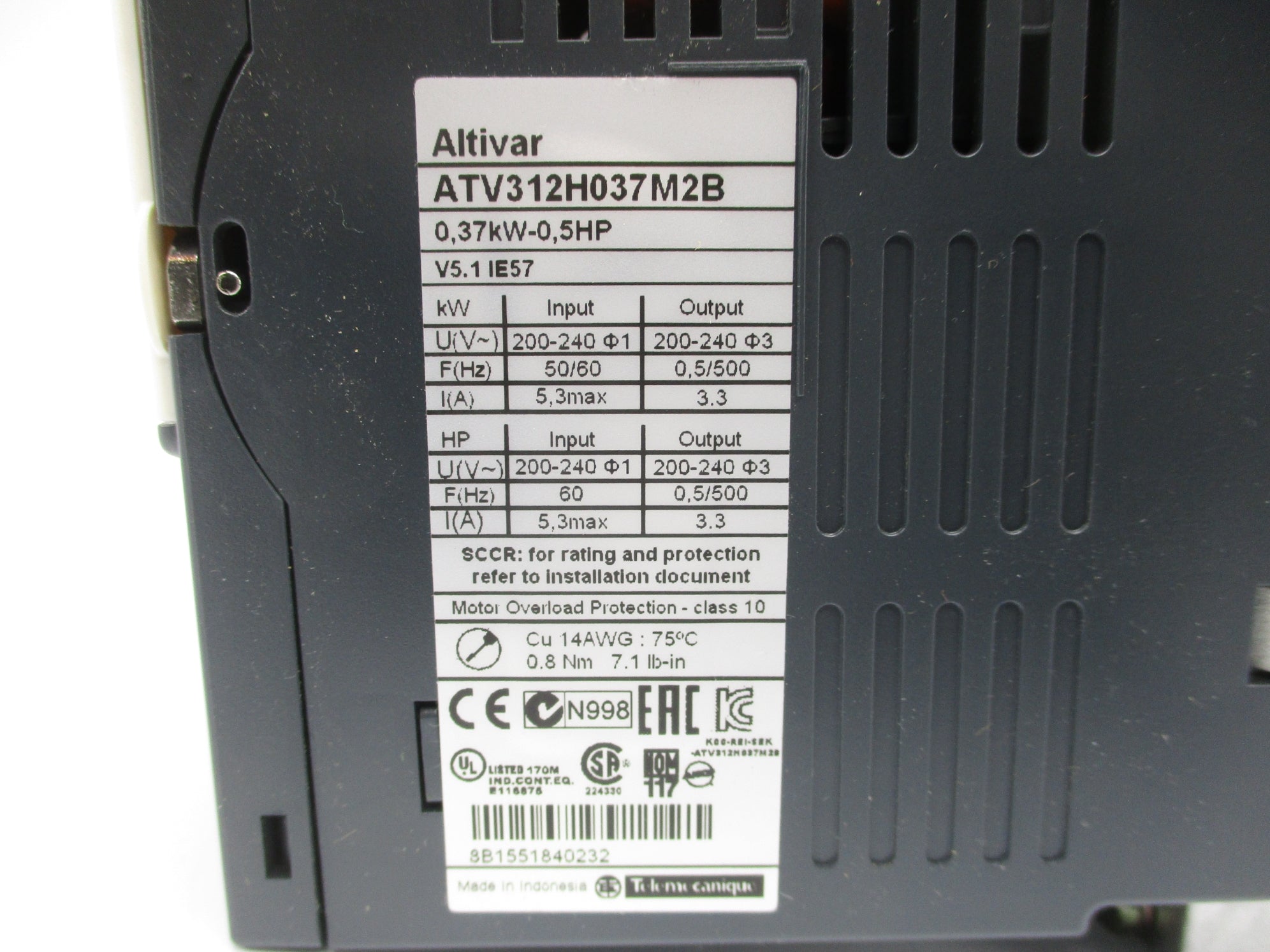 SCHNEIDER ELECTRIC ATV312H037M2B NSMP