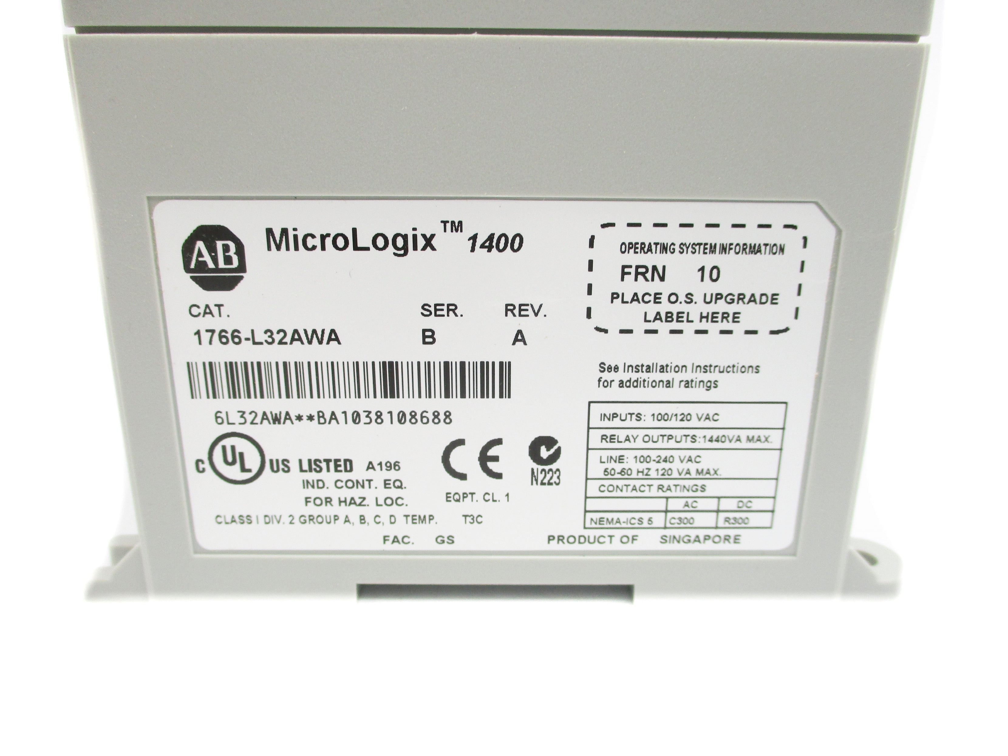 ALLEN BRADLEY 1766-L32AWA SER. B F/W 10 NSMP