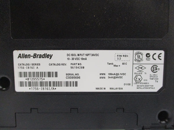 ALLEN BRADLEY 1756-IB16I SER. A F/W 3.2 NSMP