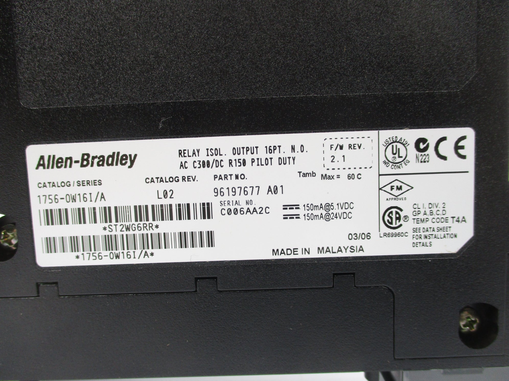 ALLEN BRADLEY 1756-OW16I SER. A F/W 2.1 NSMP