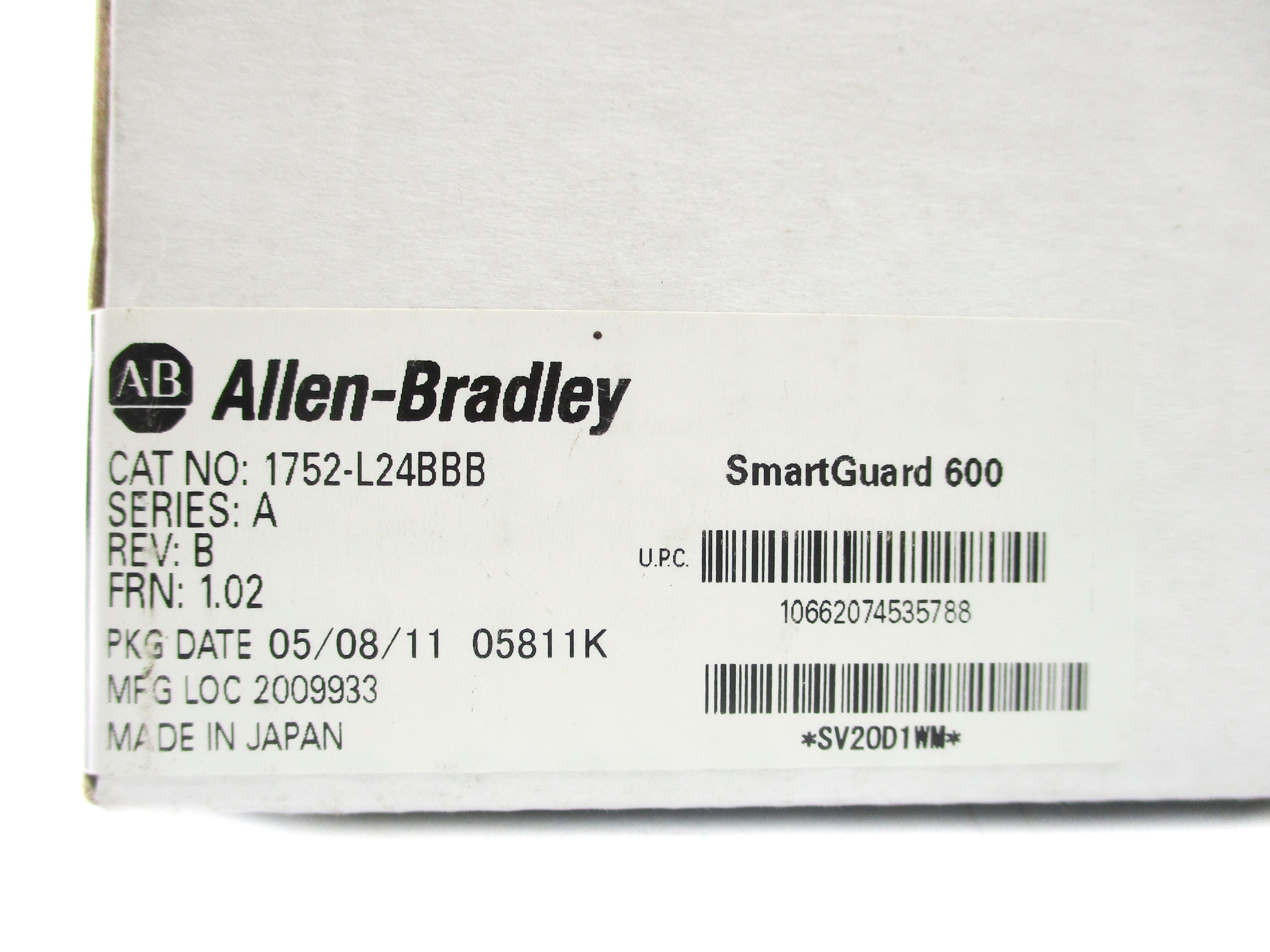 ALLEN BRADLEY 1752-L24BBB SER. A F/W 1.02 DATE: 2011 NSFS