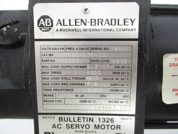 ALLEN BRADLEY 1326AB-A3E-11 7.8A NSNP