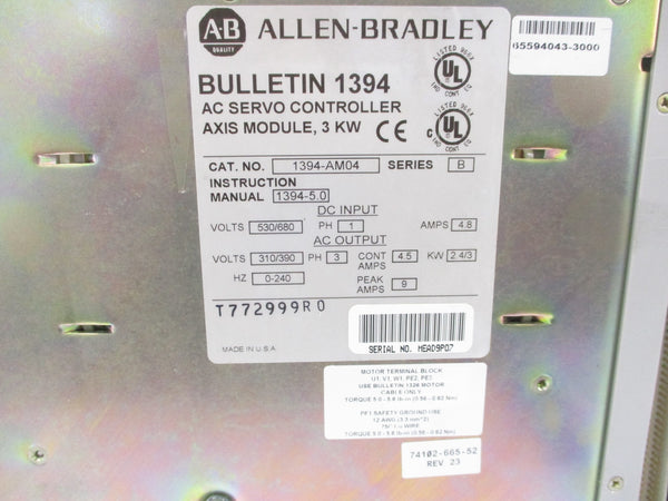 ALLEN BRADLEY 1394-AM04 SER. B UNMP