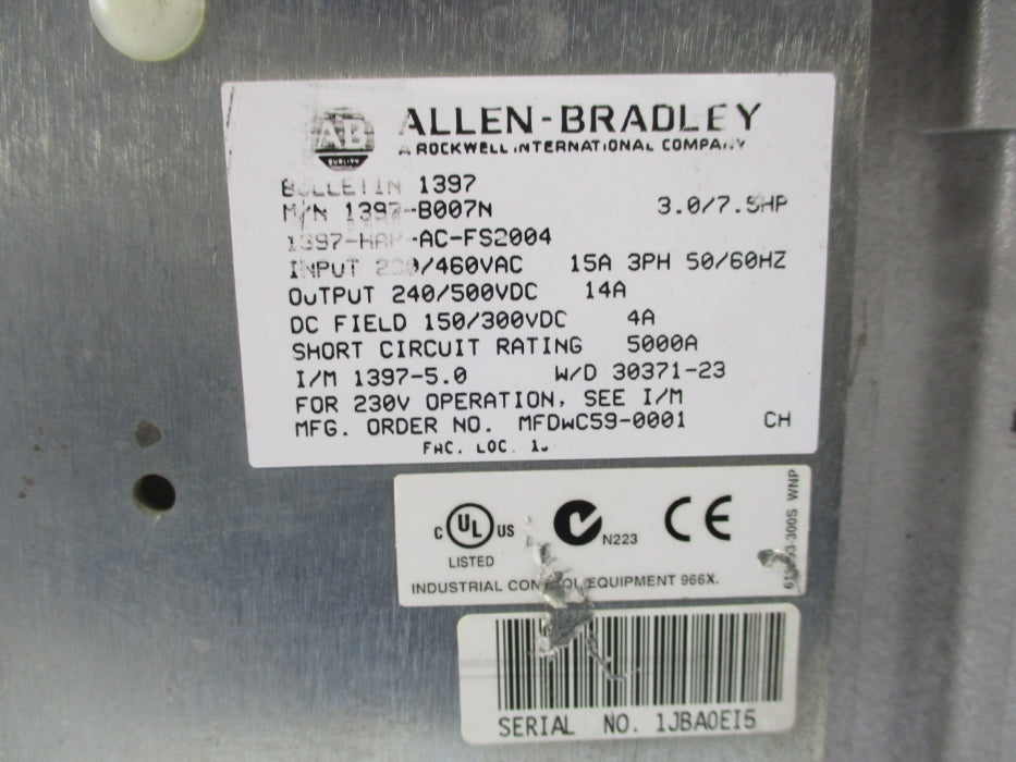 ALLEN BRADLEY 1397-B007N UNMP
