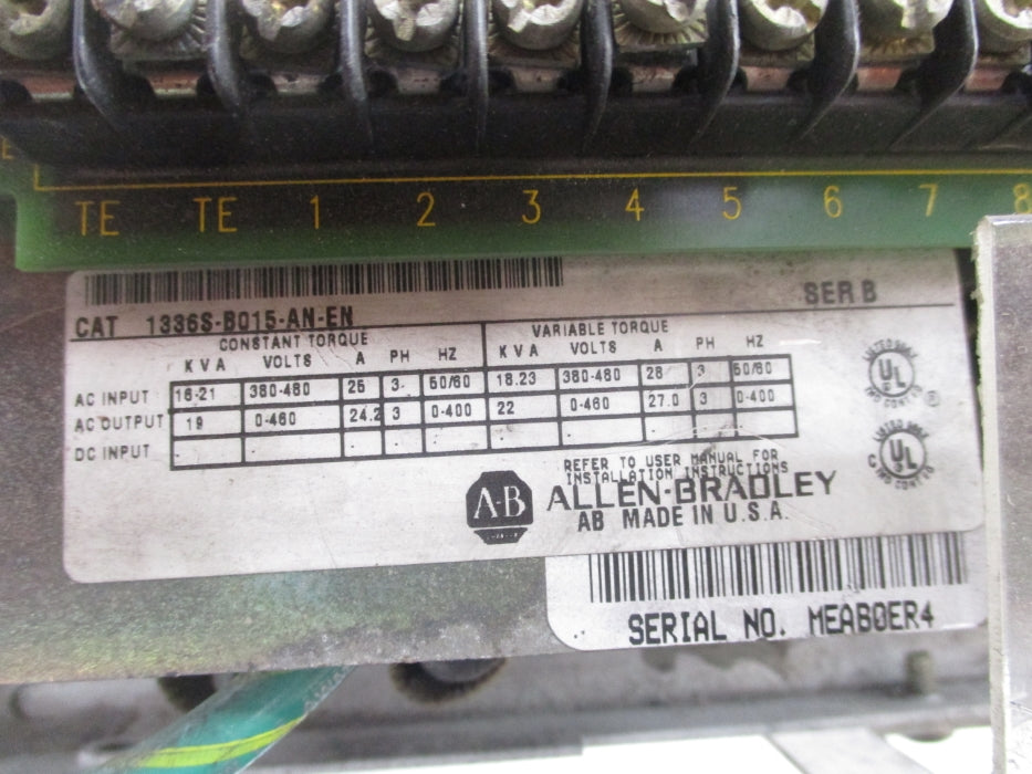 ALLEN BRADLEY 1336S-B015-AN-EN SER. B (AS PICTURED) UNMP
