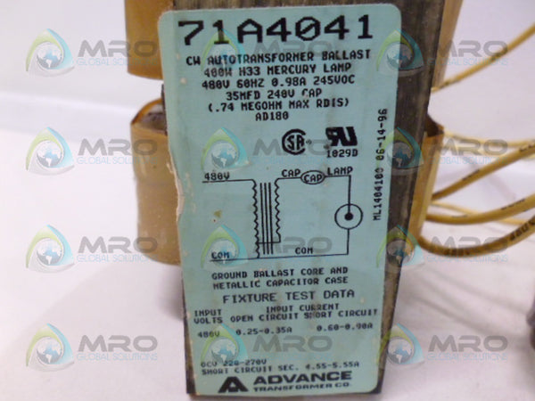 ADVANCE 71A4041-001D CORE & COIL BALLAST KIT  NSMP