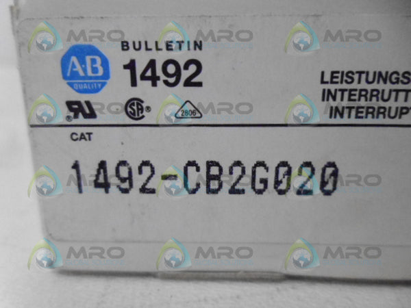 ALLEN BRADLEY 1492-CB2G020 SER. B CIRCUIT BREAKER 2A  NSMP