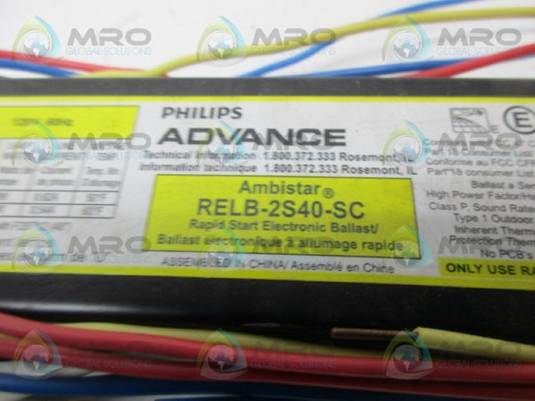 ADVANCE RELB-2S40-SC RAPID START ELECTRONIC BALLAST NSNP