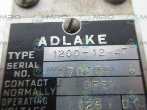 ADLAKE 1200-12-47 SOLENOID UNMP