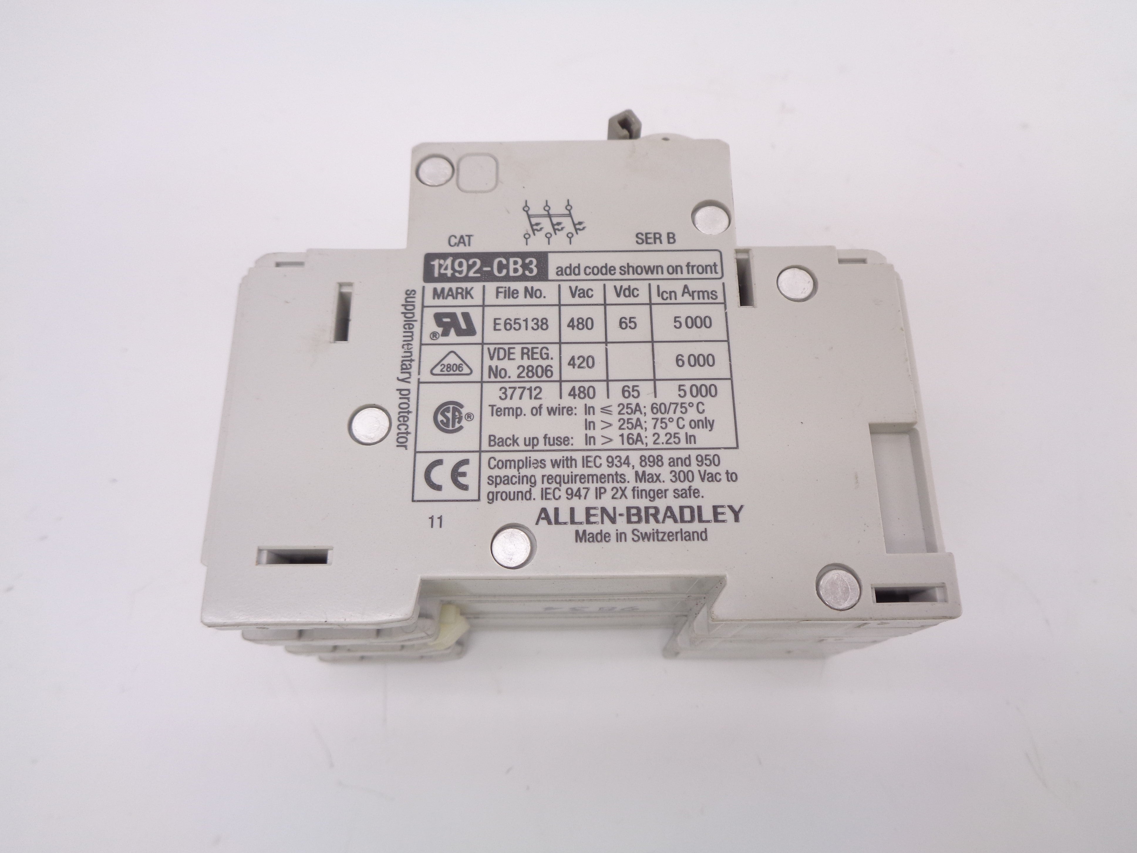 ALLEN BRADLEY 1492-CB3H060 SER. B 6A 480V NSNP