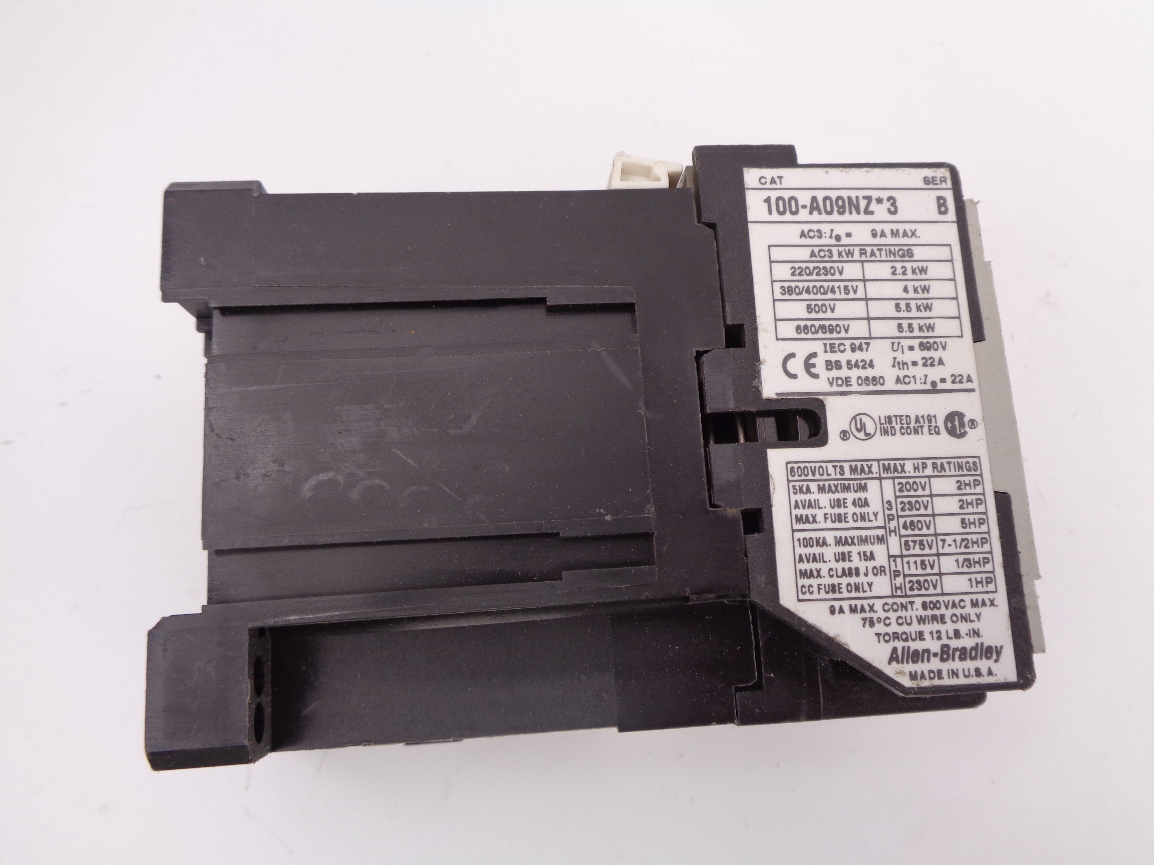 ALLEN BRADLEY 100-A09NZJ3 SER. B 24VDC NSNP
