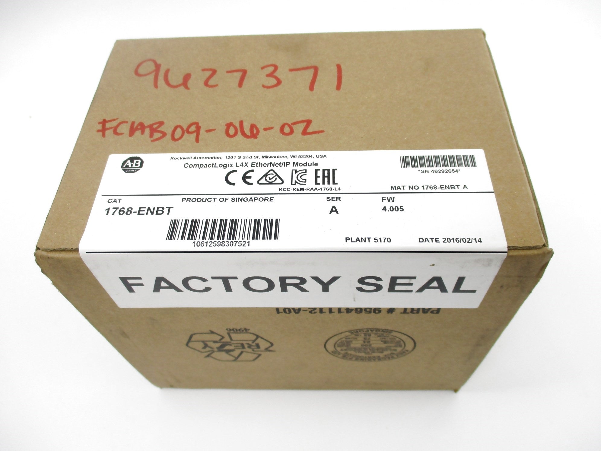 ALLEN BRADLEY 1768-ENBT SER. A F/W 4.005 DATE: 2016 NSFS