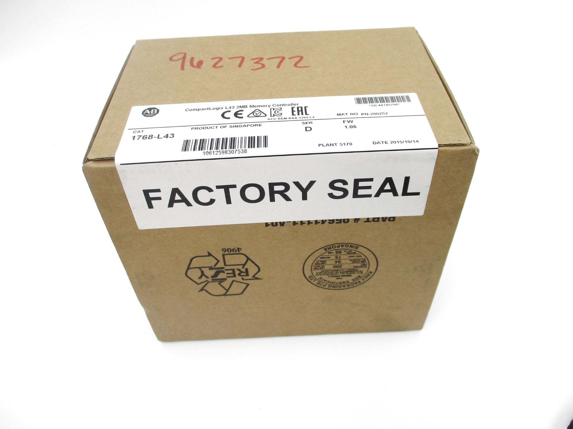 ALLEN BRADLEY 1768-L43 SER. D F/W 1.06 DATE: 2015 NSFS