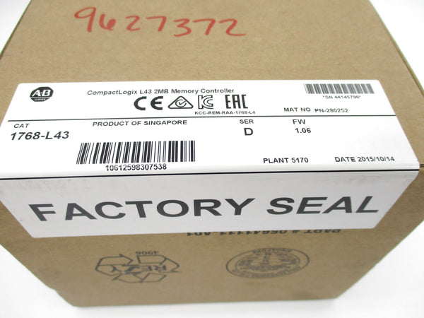 ALLEN BRADLEY 1768-L43 SER. D F/W 1.06 DATE: 2015 NSFS