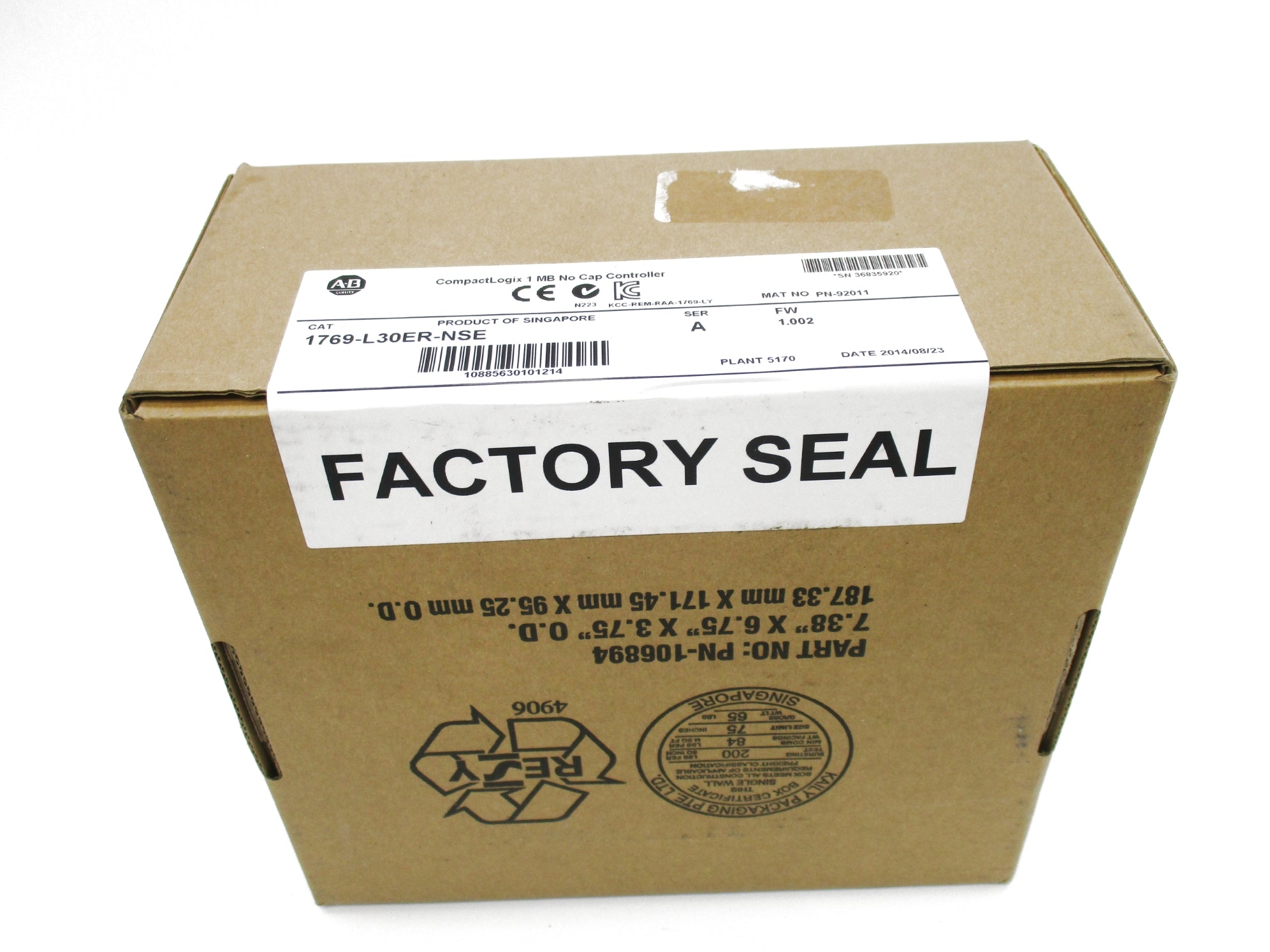 ALLEN BRADLEY 1769-L30ER-NSE SER. A F/W 1.002 DATE: 2014 NSFS