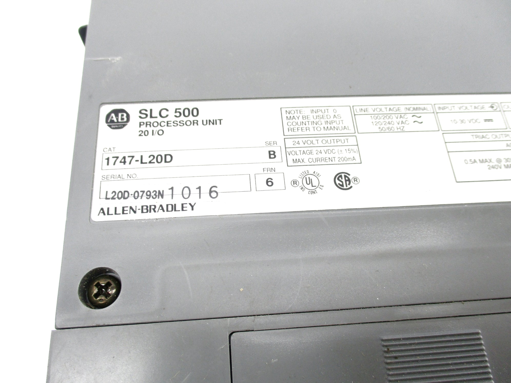 ALLEN BRADLEY 1747-L20D SER. B (AS PICTURED) NSNP