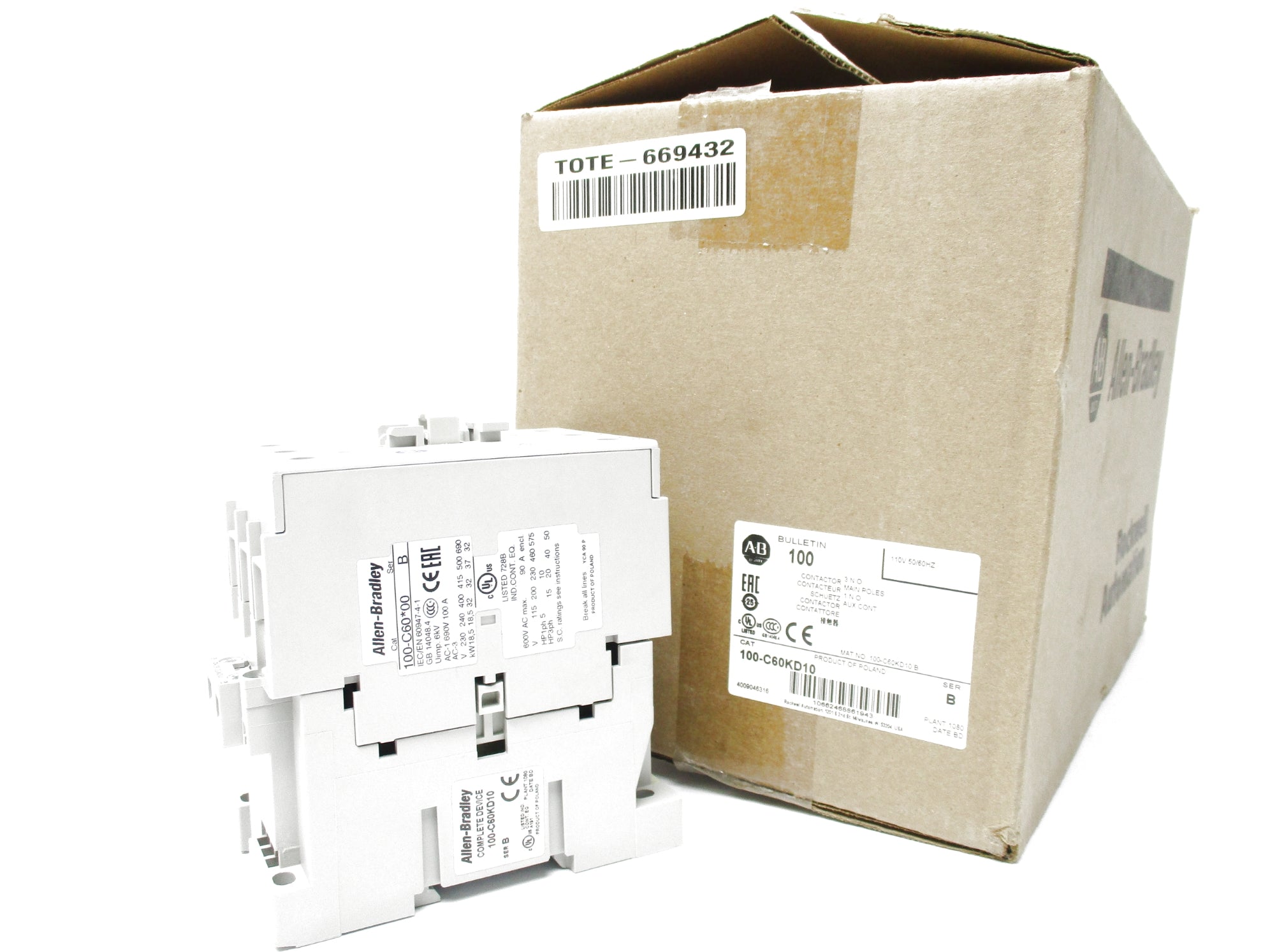 ALLEN BRADLEY 100-C60KD10 SER. B 110V 50/60HZ (BR/WH) NSMP