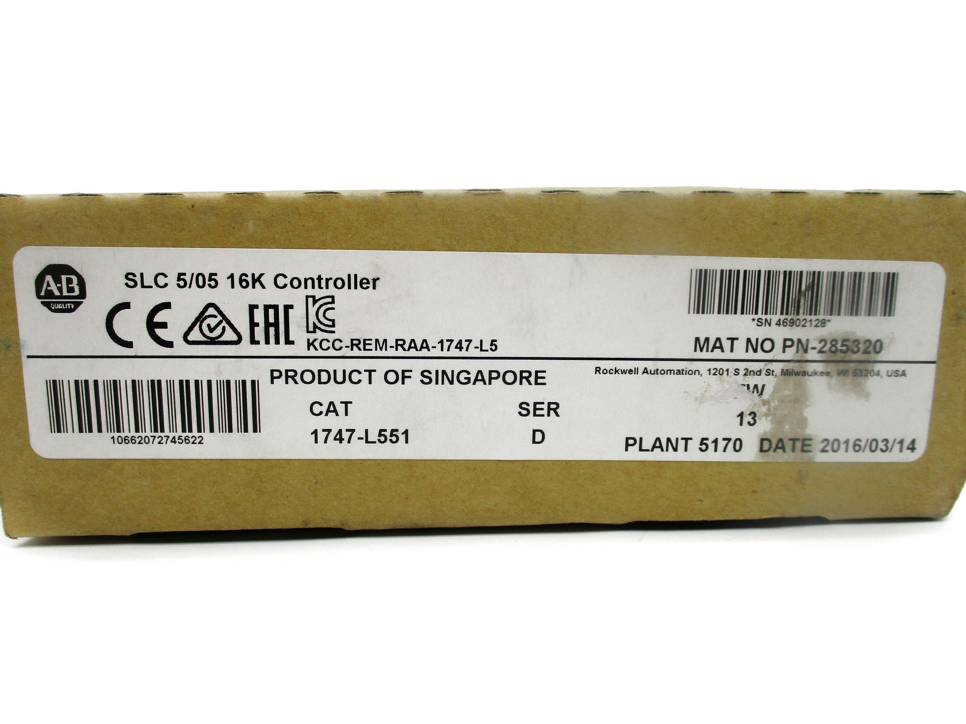 ALLEN BRADLEY 1747-L551 SER. D F/W 13 DATE: 2016 NSFS