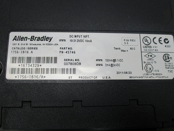 ALLEN BRADLEY 1756-IB16 SER. A F/W 3.3 NSNP