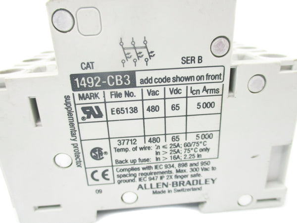 ALLEN BRADLEY 1492-CB3G500 SER. B 480VAC 50A NSNP