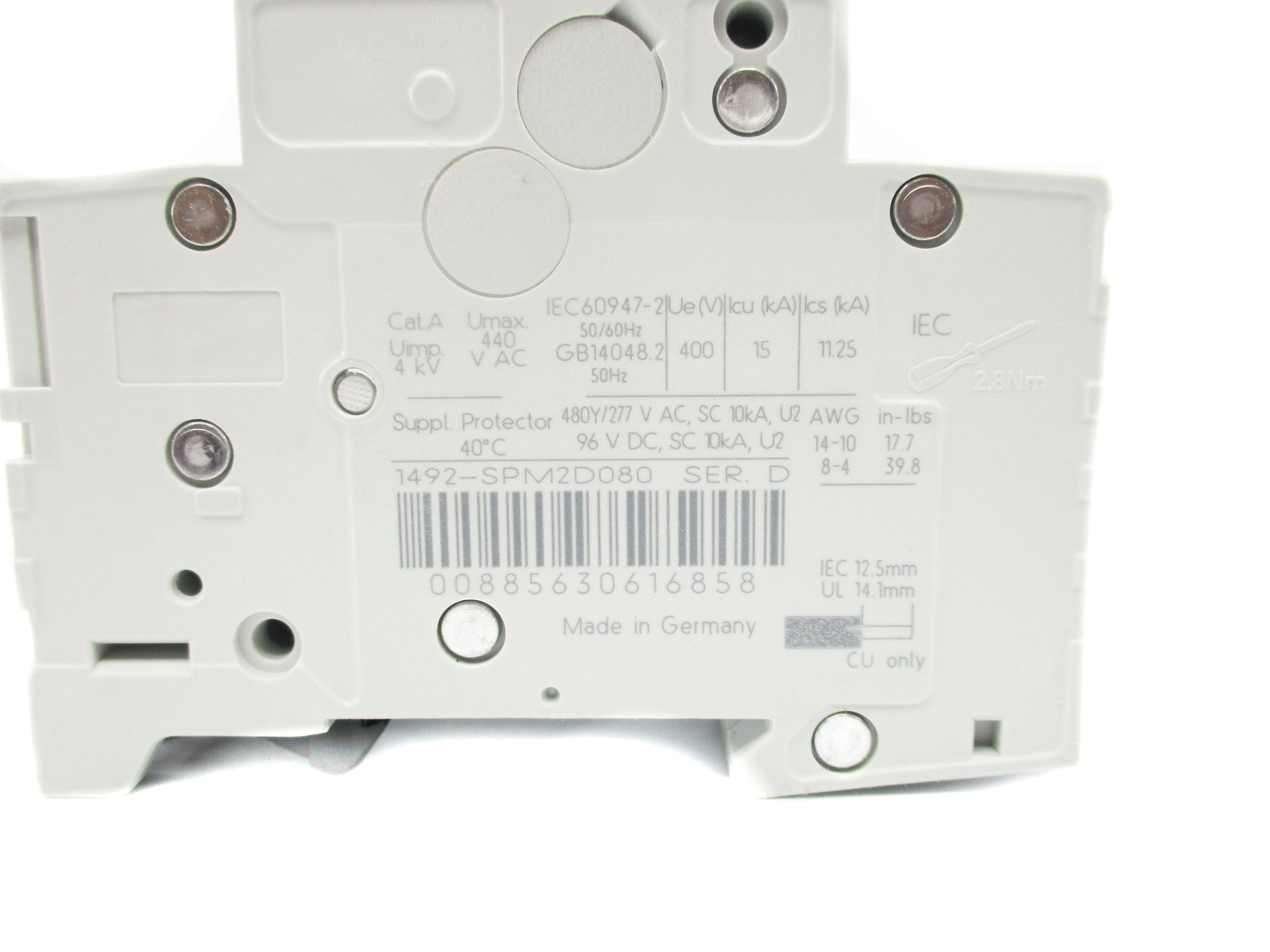 ALLEN BRADLEY 1492-SPM2D080 SER. D 440V 8A NSMP