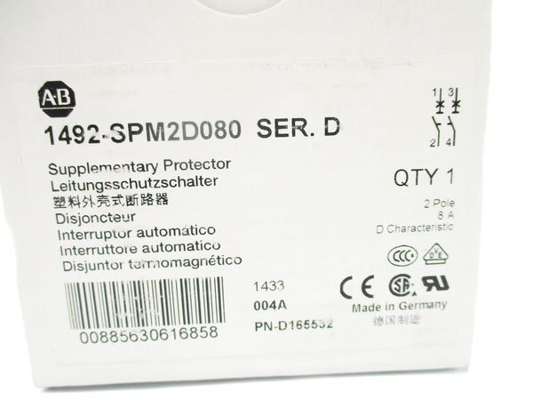 ALLEN BRADLEY 1492-SPM2D080 SER. D 440V 8A NSMP