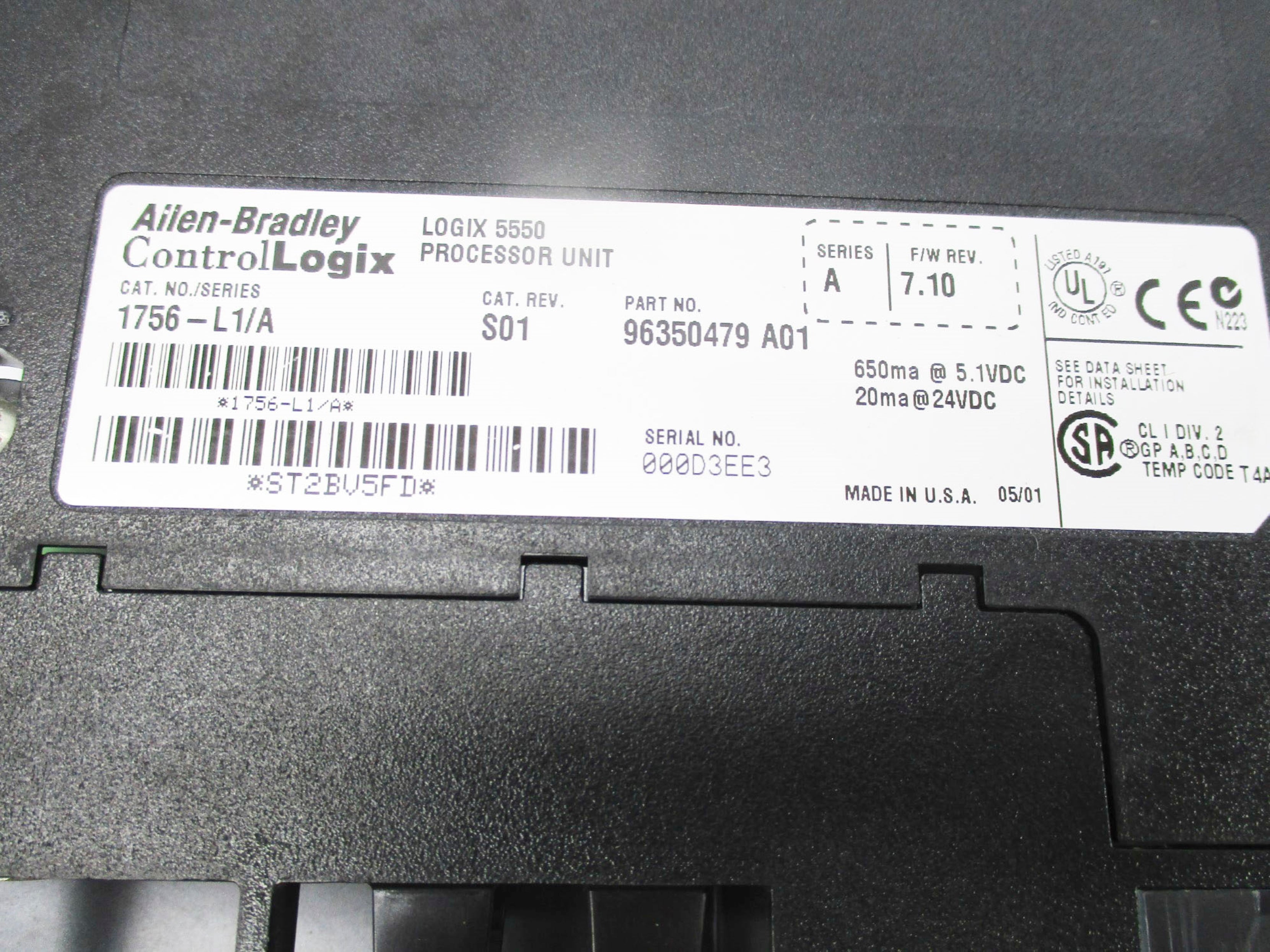 ALLEN BRADLEY 1756-L1/A SER. A F/W 7.10 NSNP